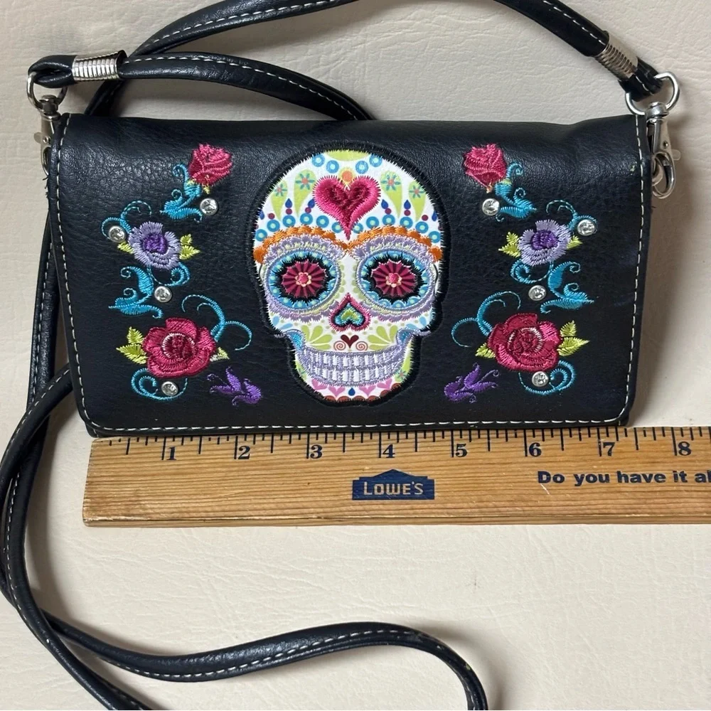 Sugar Skull Day of the Dead Crossbody Bag - Picture 3 of 5
